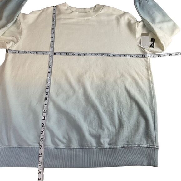 BP Sweatshirt Dip Dye Crew Neck Blue White Ribbed Cuffs Hem Long Sleeve Women XL - Picture 6 of 14